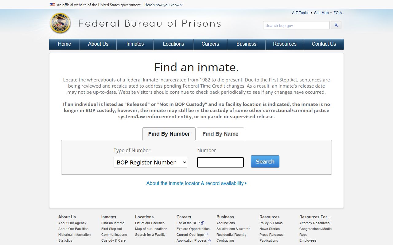 DeSoto County inmate population federal BOP inmate locator